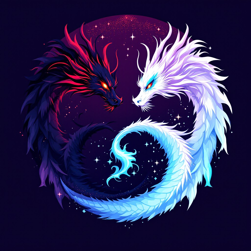 Free Yin Yang Dragons Image - Dragons, Yinyang, Pixel | Download at ...