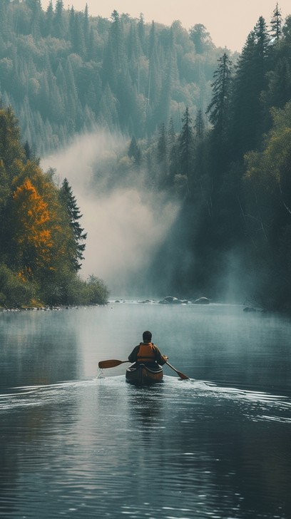 Free Serene Kayak Journey Photo - Kayaker, River, Mist | Download at ...