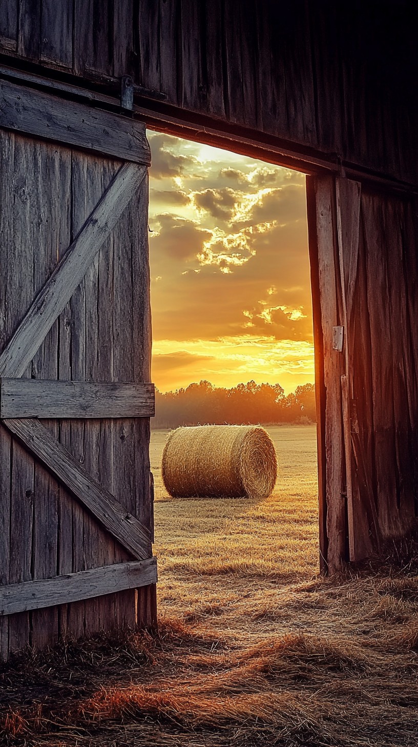 Free Sunset Barn Scene Image - Sunset, Barn, Hay | Download at StockCake