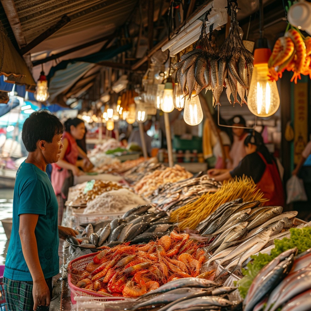 Fish Marketr Free Bustling Fish Market Image - Seafood, Market, Vibrant | Download ...