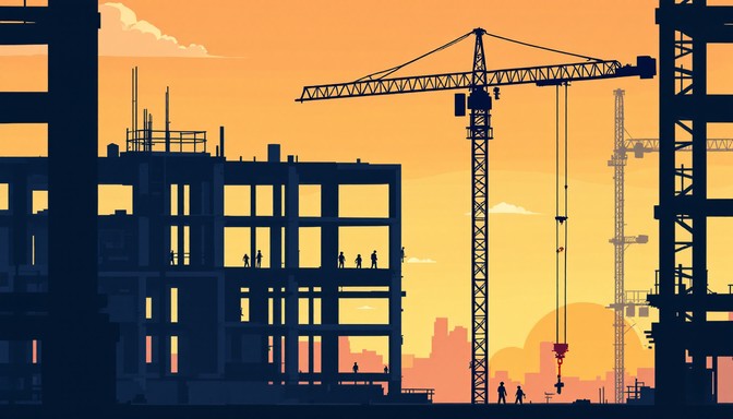 Building Completed Sunset Free Sunset Construction Site Image - Construction, Sunset, Crane ...