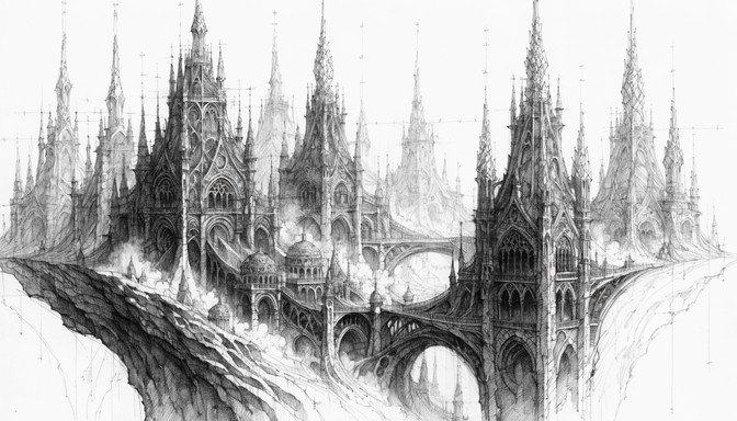 Free Floating Castle Sketch Image - Fantasy, Architecture, Castle ...