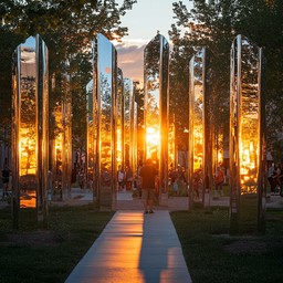 Free Sculptural Sunset Reflection Image - Sunset, Sculptures, Park ...