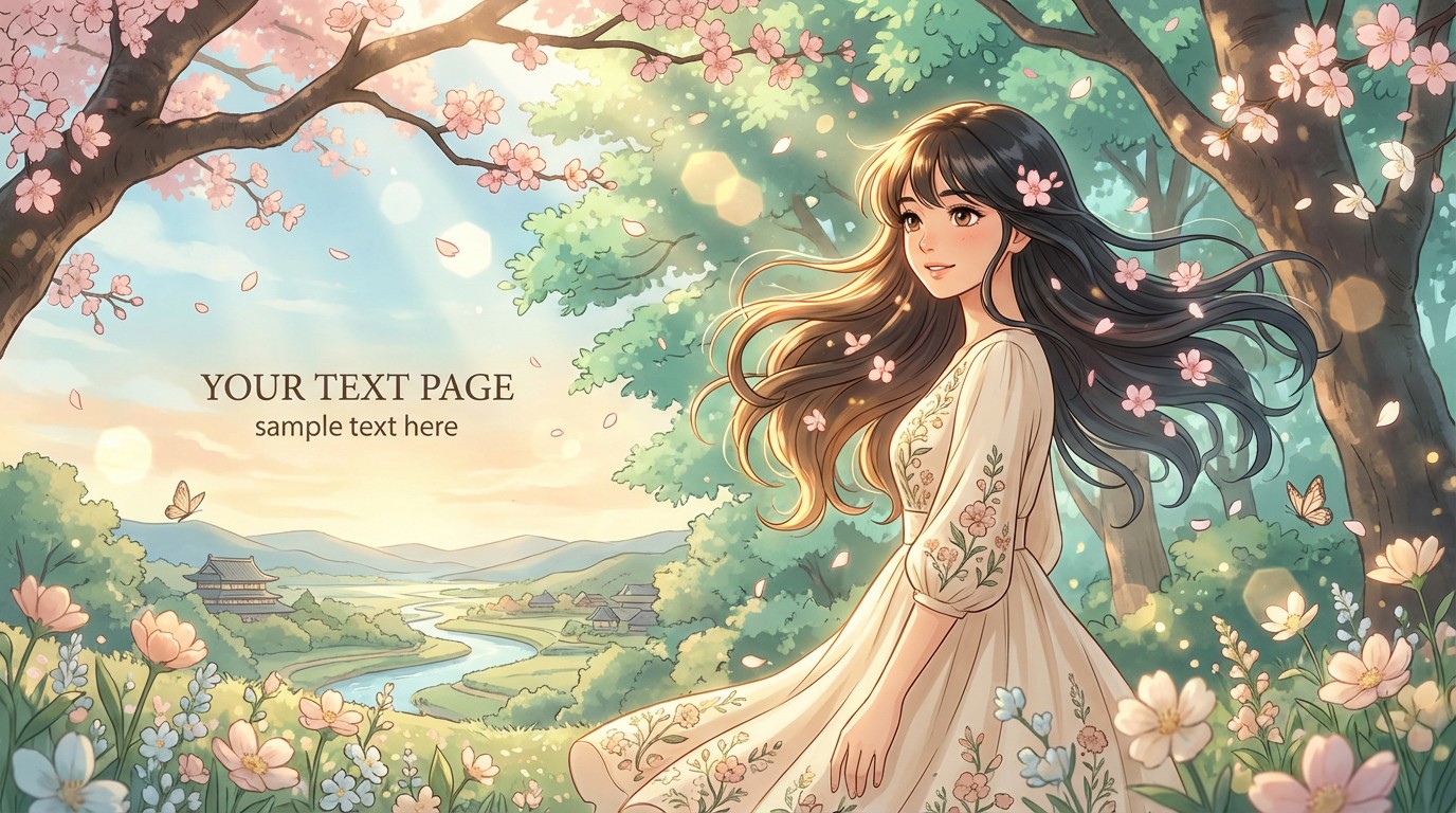 Old Anime Spring Roses Free Anime Spring Blossoms Image - Anime, Illustration, Woman ...