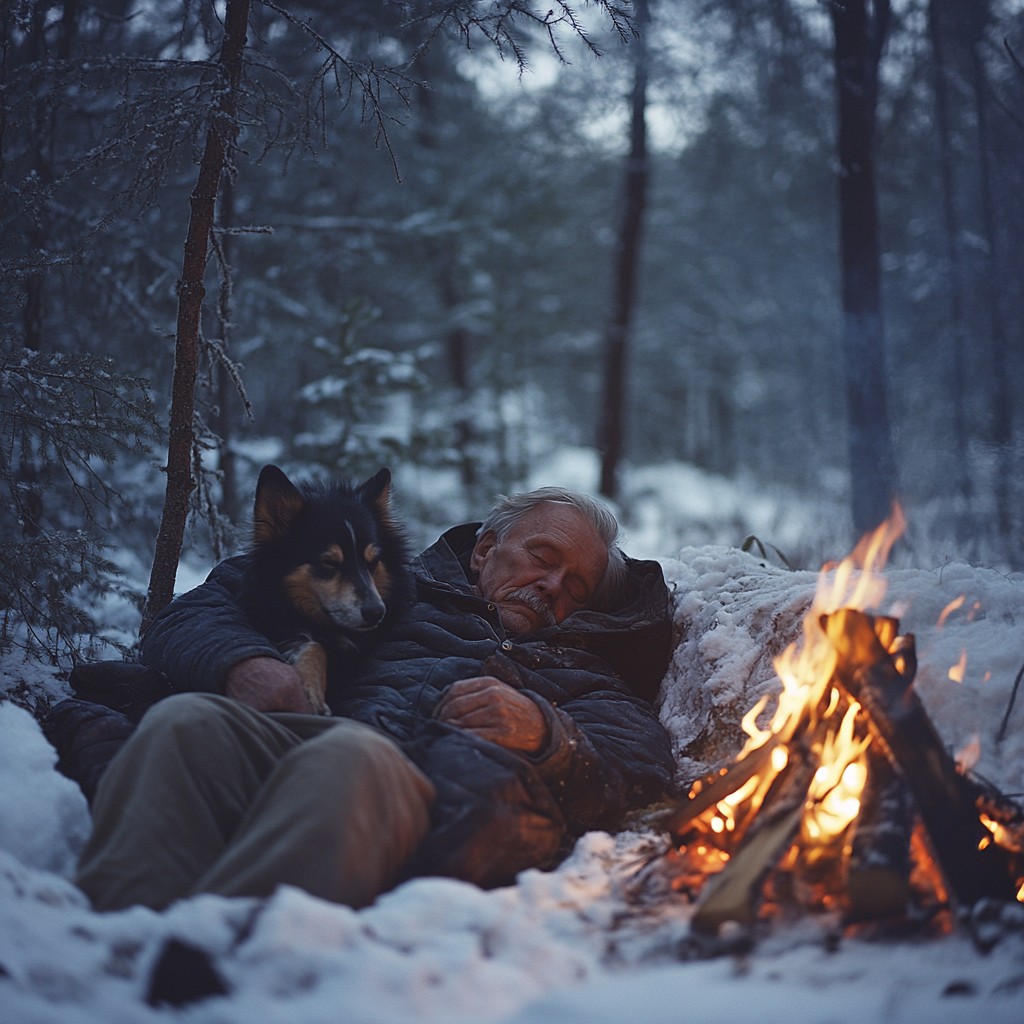 Free Cozy Winter Rest Image - Elderly, Dog, Snow | Download at StockCake