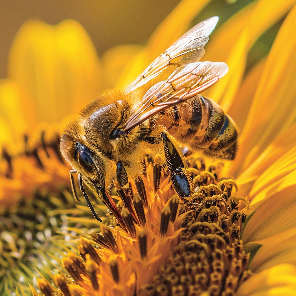 Free Bee on Sunflower Image - Bee, Sunflower, Pollen | Download at ...