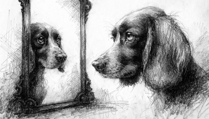 Dog Reflection Drawing Free Hungry Dog Waiting Image - Dog, Graphite, Sketch | Download at ...