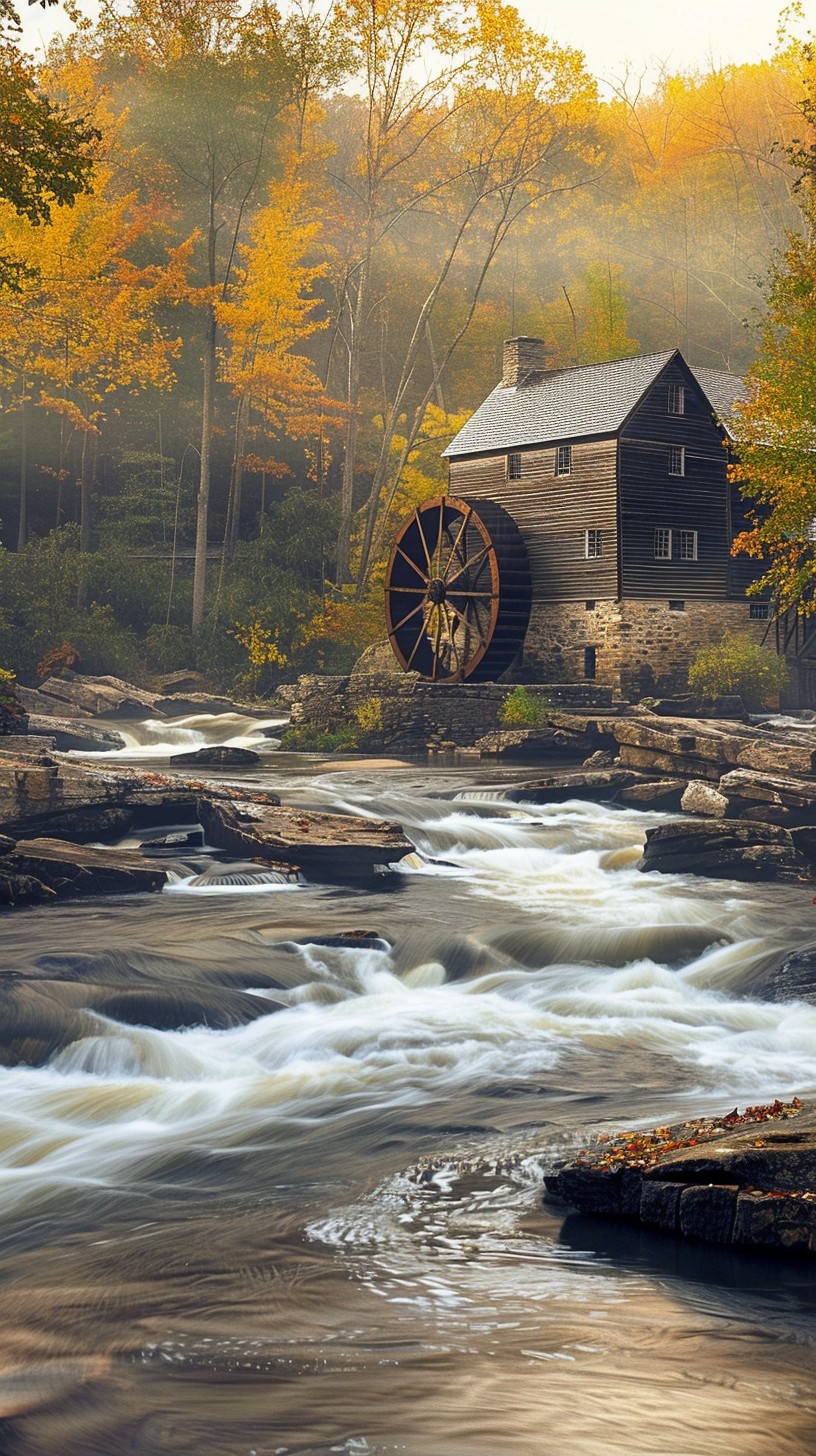 Free Autumn Mill Scene Image - Autumn, Mill, River | Download at StockCake