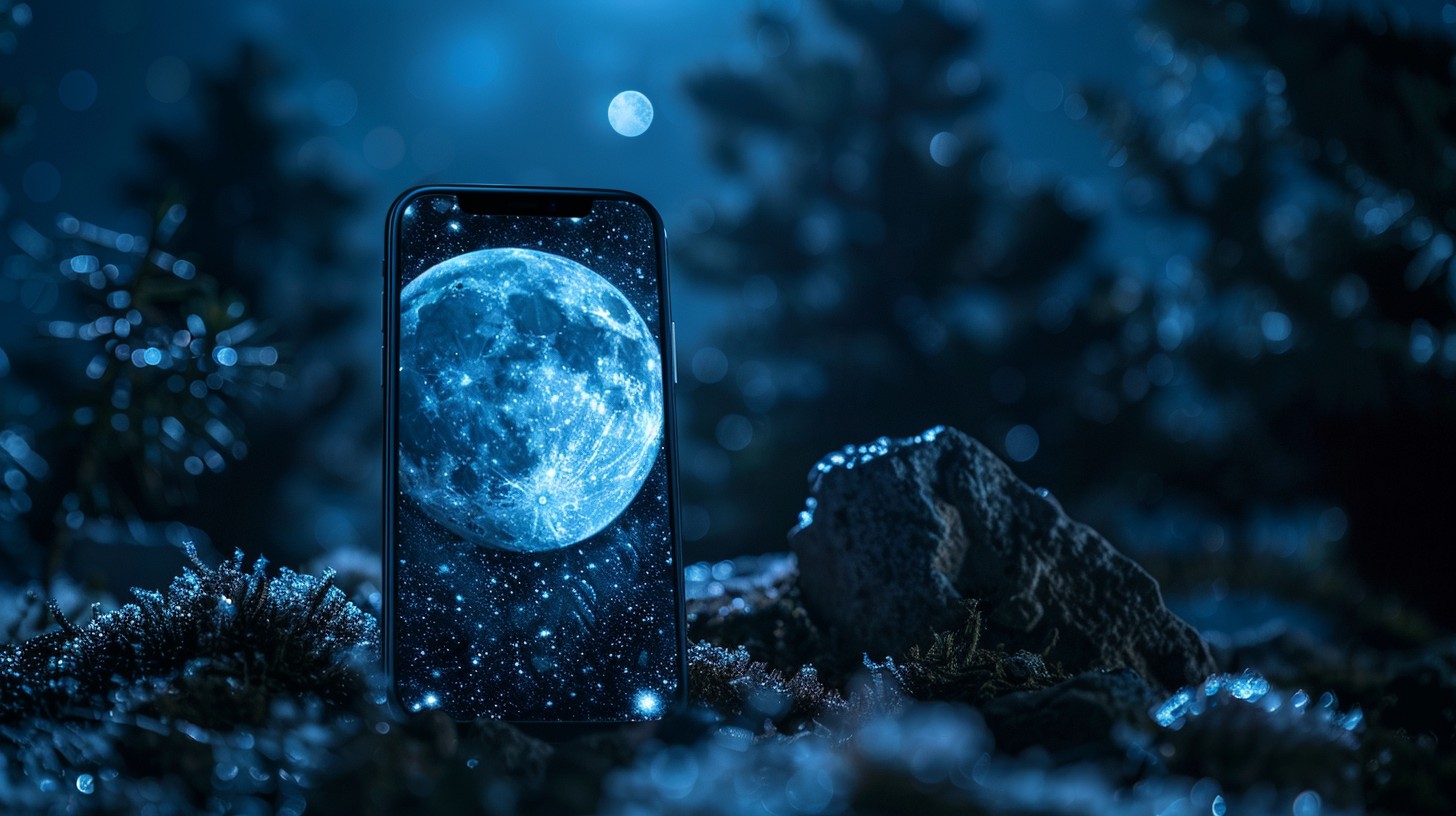 Free Moonlit Smartphone Display Image - Moon, Smartphone, Night ...