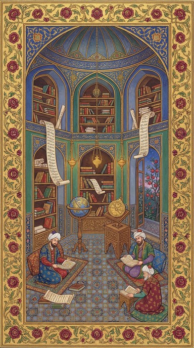 Free Celestial Library Sanctuary Image - Persian, Miniature, Library ...