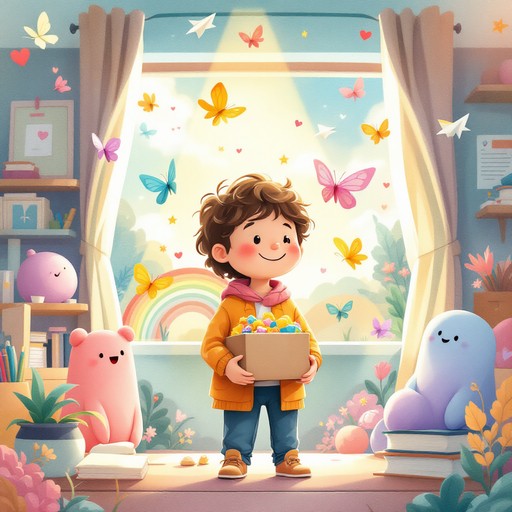 Free Colorful New Beginnings Image - Boy, Butterflies, Rainbow ...