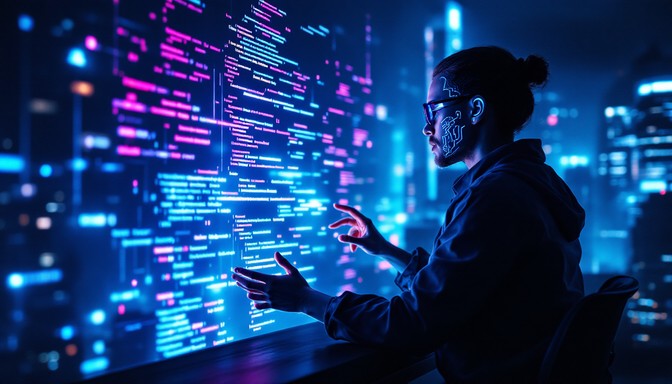 Free Cyberpunk Code Developer Photo - Cyberpunk, Holographic ...