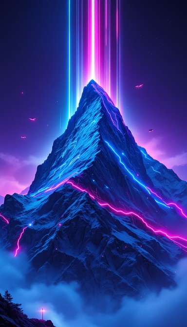 Free Neon Mountain Peak Image - Cyberpunk, Mountain, Neon | Download at ...