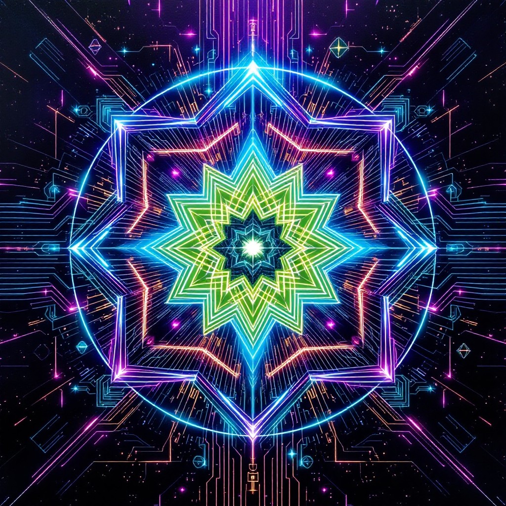 Free Neon Mandala Matrix Image - Cyberpunk, Mandala, Neon | Download at ...