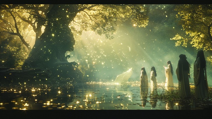 Free Enchanted Forest Scene Image - Mystical, Forest, Gathering ...