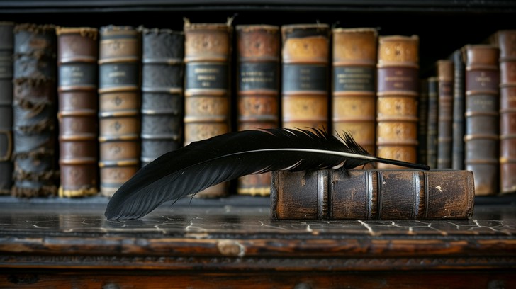 Free Quill and Books Image - Books, Quill, Shelf | Download at StockCake