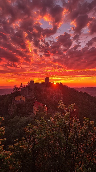 Free Sunset Castle Silhouette Image - Sunset, Castle, Wildflowers ...