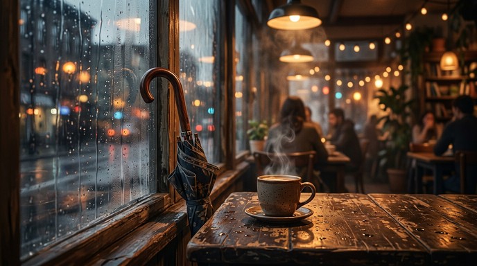 Free Rainy Cafe Moments Image - Cafe, Rain, Coffee | Download at StockCake