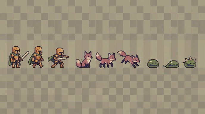 Download Pixel Art Characters Image - Pixel, Pixelart, Sprite | StockCake