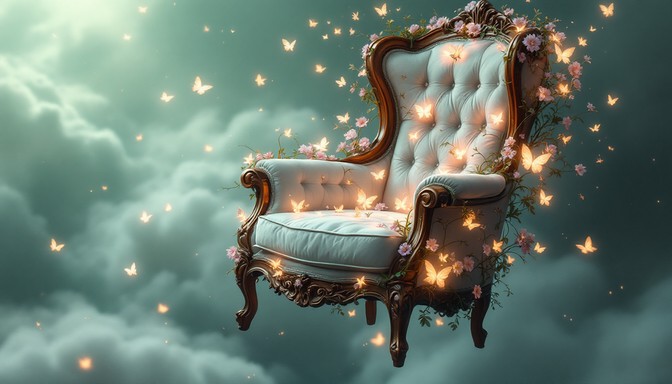 Free Enchanted Floating Chair Image - Armchair, Butterflies, Floating ...