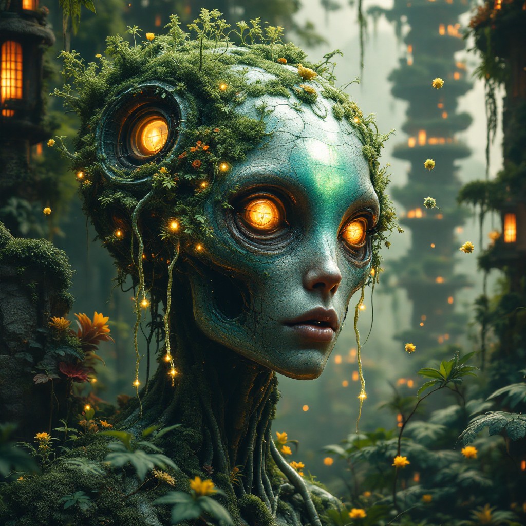 Free Biopunk Alien Portrait Image - Solarpunk, Alien, Extraterrestrial ...