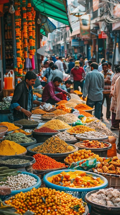 Free Bustling Market Scene Image - Market, Spices, Fruits | Download at ...