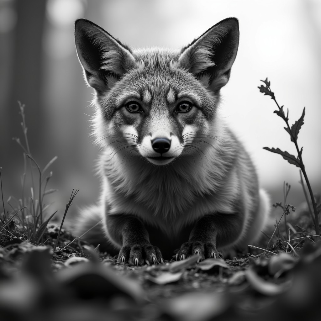 Free Vigilant Fox Portrait Image - Fox, Wildlife, Monochrome | Download ...