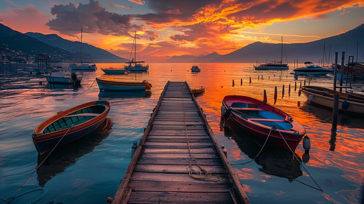 Free Sunset Harbor View Image - Sunset, Harbor, Boats | Download at ...