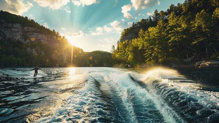 Water Ski Ride Free Sunset Waterski Adventure Image - Waterskiing, Sunset, Lake ...