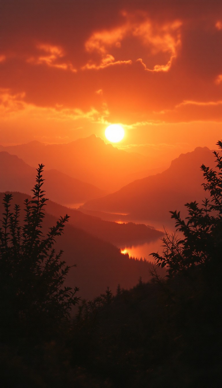 Free Fiery Mountain Sunset Image - Sunset, Mountains, Lake | Download ...