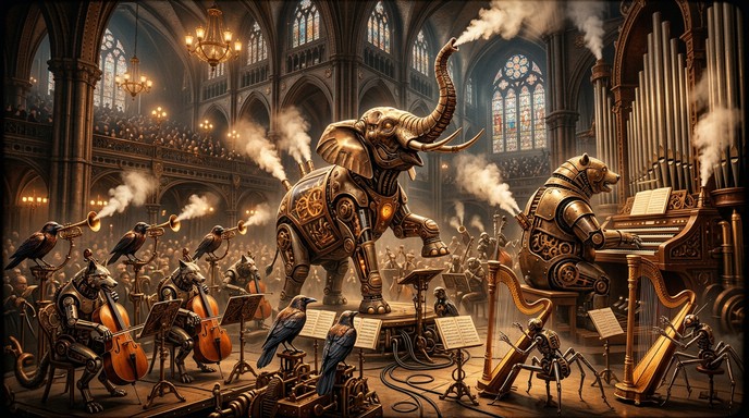 Free Steampunk Animal Symphony Image - Steampunk, Mechanical, Orchestra ...