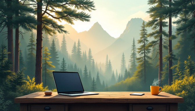Computer Work Landscape Free Mountains Meet Workspace Image - Workspace, Mountains, Remote ...