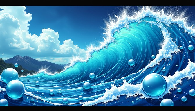 Free Dynamic Ocean Magic Image - Waves, Anime, Turquoise | Download at ...