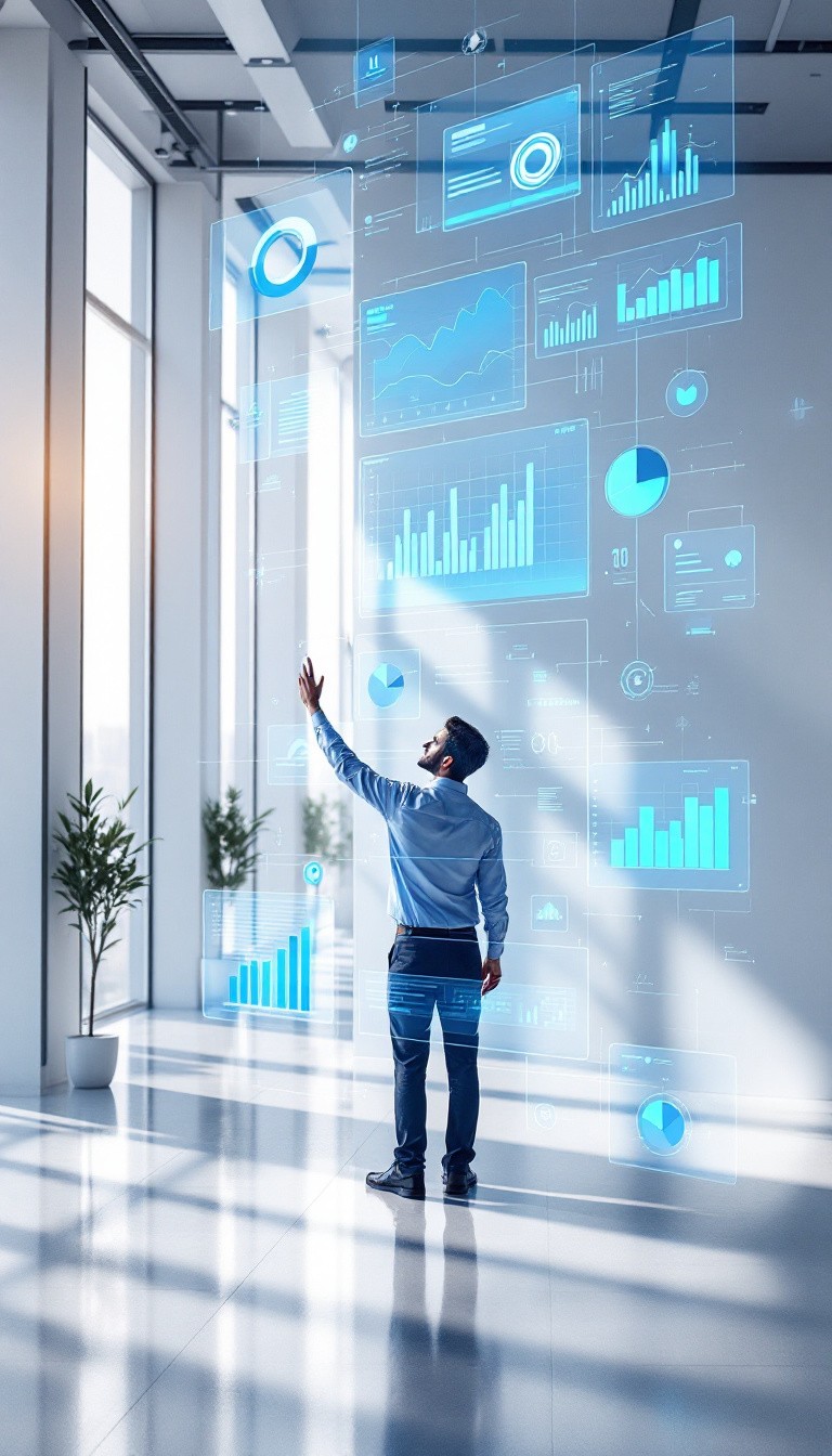 Free Interactive data display Image - Businessman, Holographic ...