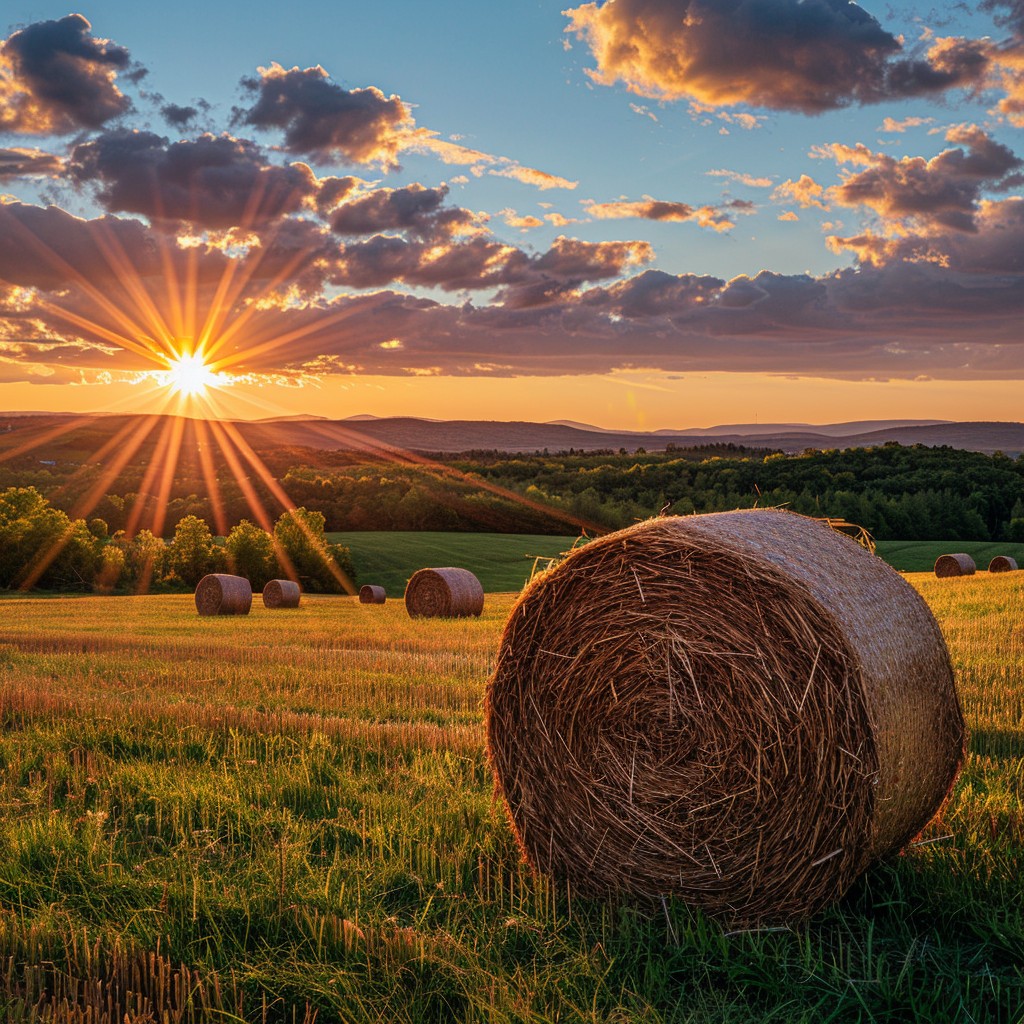 Free Sunset Hay Bales Image - Sunset, Hay, Bales | Download at StockCake