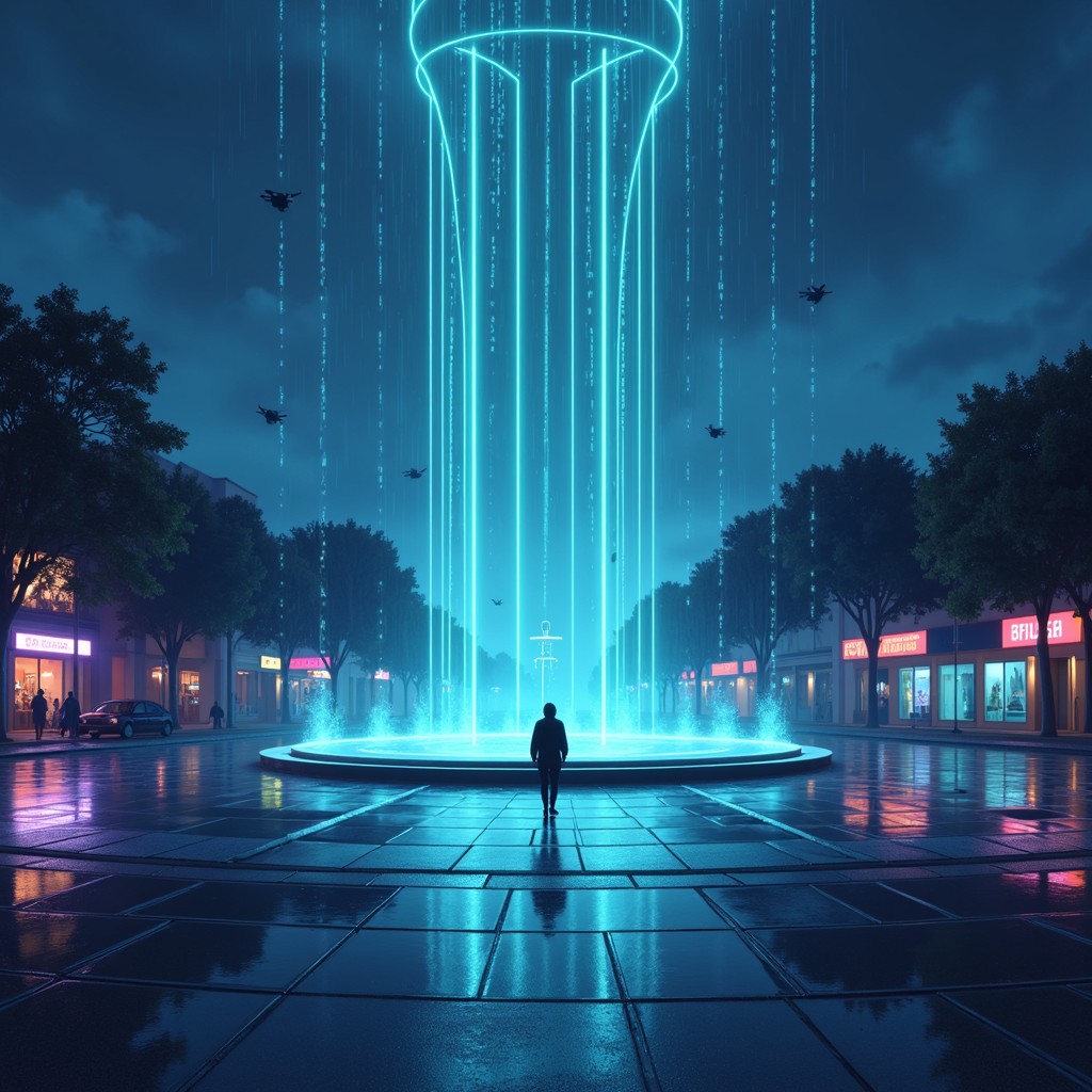 Syber Ran Free Cyber Rain Plaza Image - Cyberpunk, Futuristic, Night | Download ...