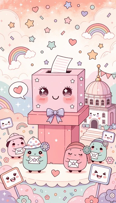 Cute Voting Roster Free Kawaii Election Day Image - Kawaii, Illustration, Election ...