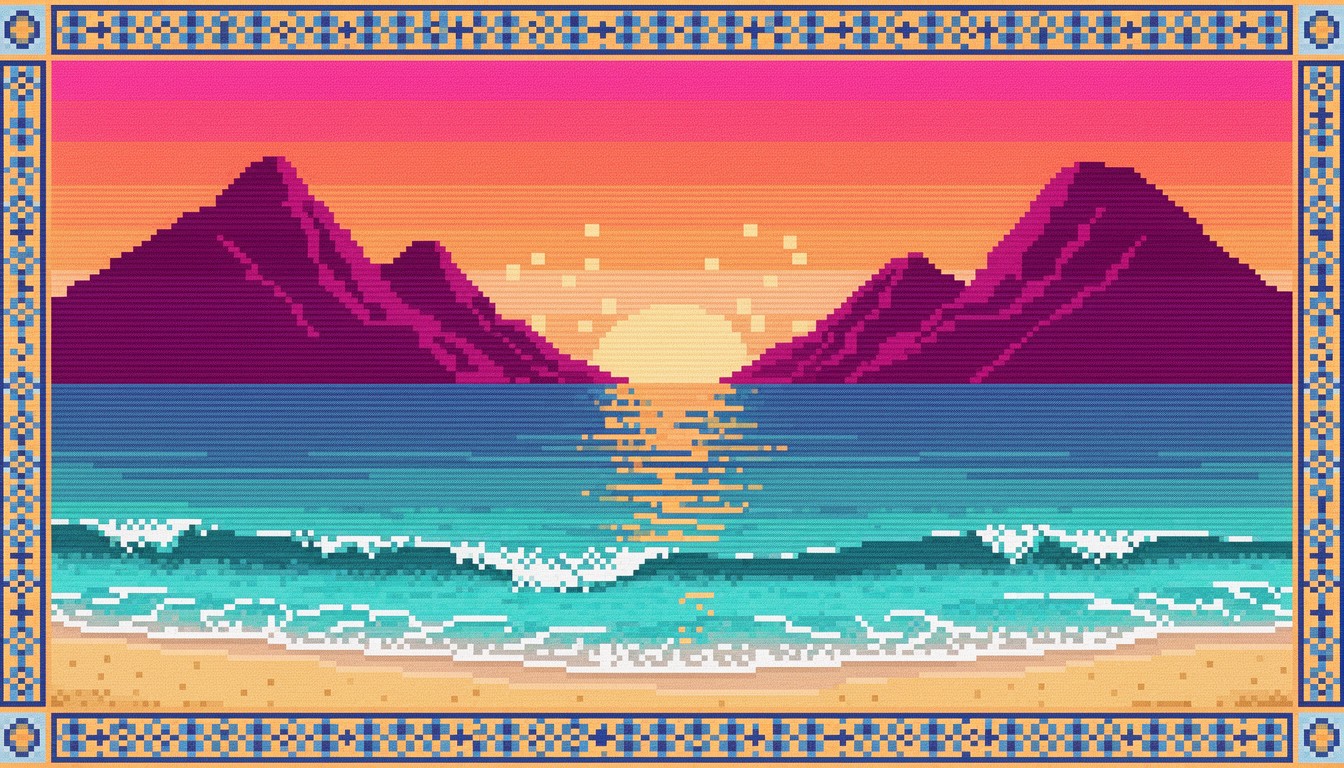 Free Pixel Beach Paradise Image - Pixel, Retro, Sunset | Download at ...