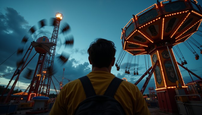 Spining Atractions Free Twilight carnival contemplation Image - Fairground, Carnival ...