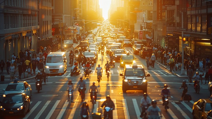 Free Bustling city sunset Image - Sunset, City, Pedestrians | Download ...