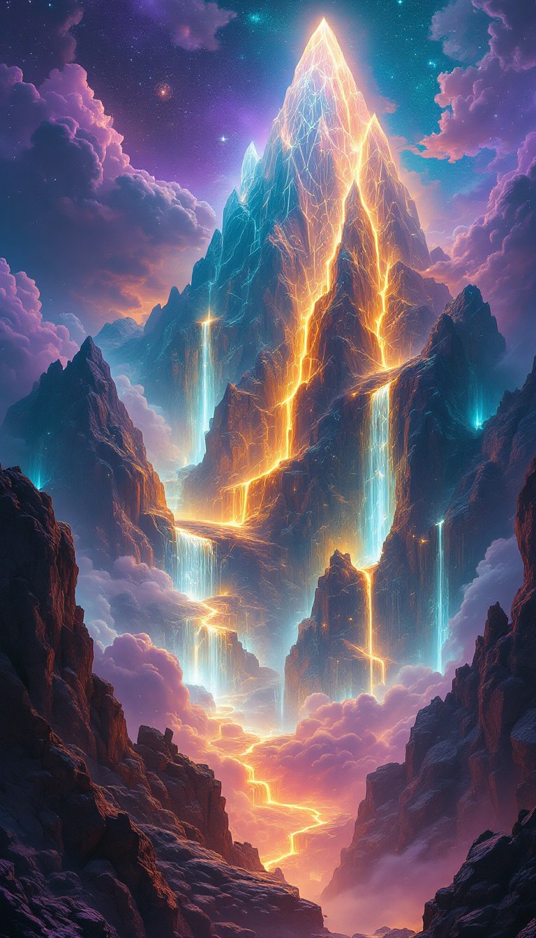 Free Mystical Mountain Paradise Image - Fantasy, Mountain, Crystal ...