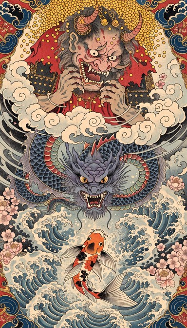 Free Dragon Demon Waves Image - Tattoo, Japanese, Irezumi | Download at ...