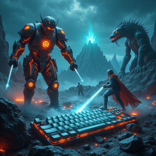 Download Digital Titans Clash Image - Mech, Robot, Keyboard | StockCake