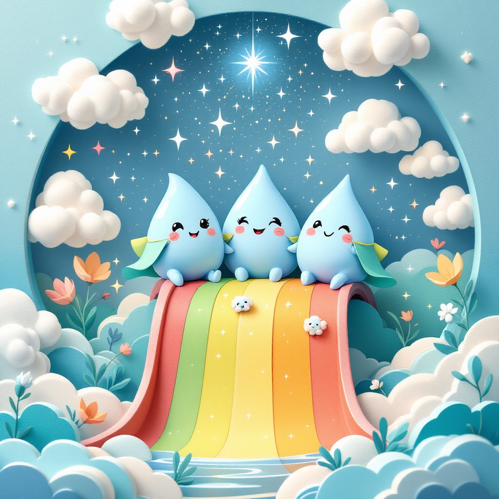 Funny Blue Ran Drop Free Raindrops Having Fun Image - Whimsical, Kawaii, Rainbow | Download ...