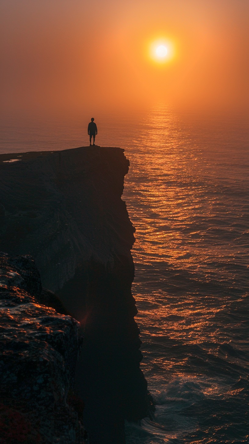 Free Sunset cliff silhouette Photo - Sunset, Silhouette, Ocean ...