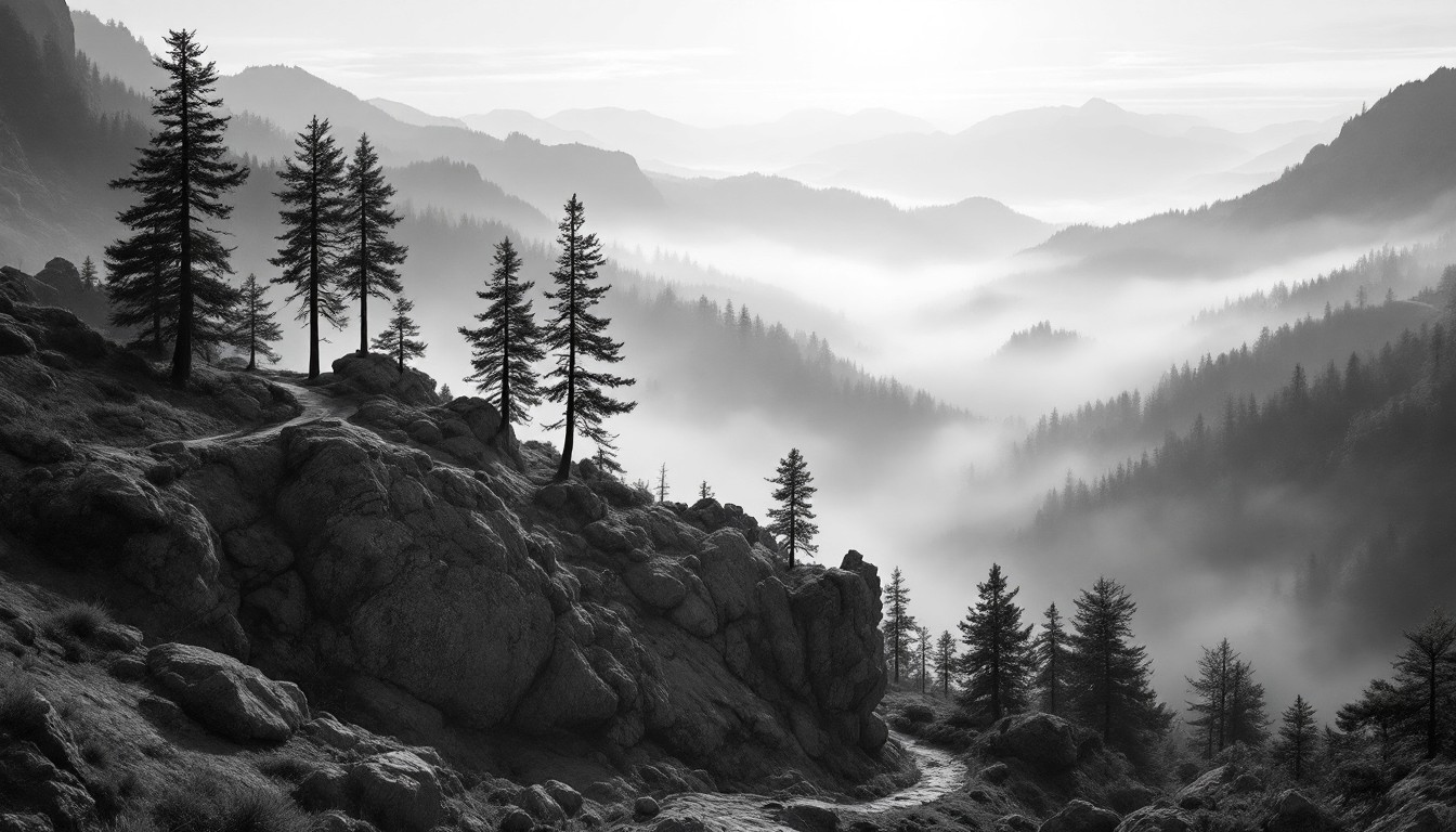 Download Misty Mountain Sentinels Image - Mountains, Forest, Mist