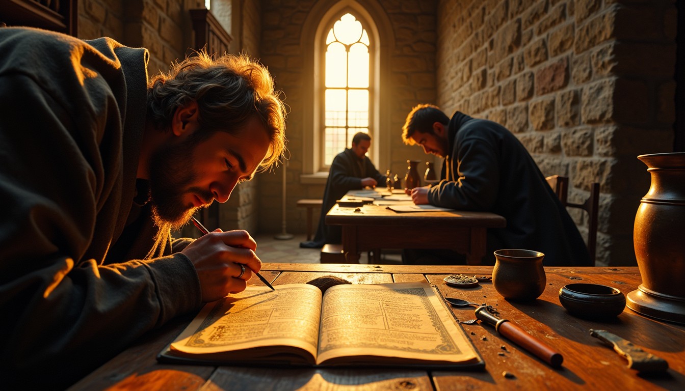 Free Medieval Manuscript Creation Image - Medieval, Scriptorium, Monk ...