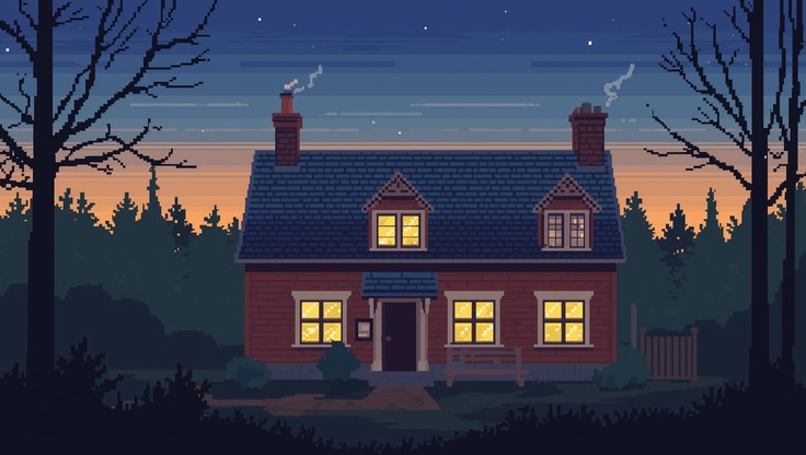 Free Twilight Forest Cottage Image - Cottage, Twilight, Pixel ...