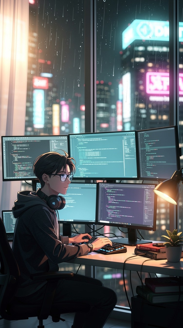 Free Coding Through Night Image - Programmer, Coding, Anime | Download ...