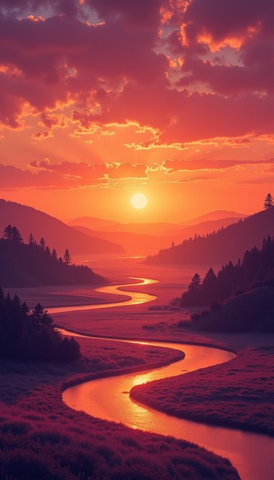 Free Winding Sunset River Image - Sunset, River, Mountains | Download ...